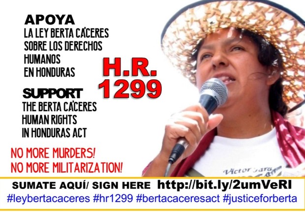 Firma en apoyo al Proyecto de Ley “Berta Cáceres” para los Derechos Humanos en Honduras.